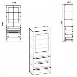 Модульная система МС 21 Шкаф витрина