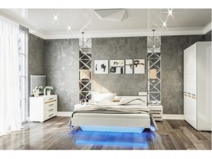 Спальня Бьянко белая глянец  комплект 3Д