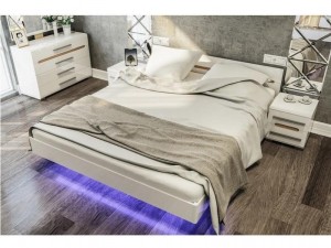 Кровать Бьянко белая глянец 1,6 Х 2,0 М с ПОДСВЕТКОЙ