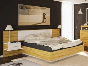 Кровать Фиеста с Тумбами Мебель Сервис Золотой Дуб 160х200см
