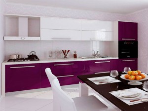 Кухня прямая МДФ глянец фиолетовый